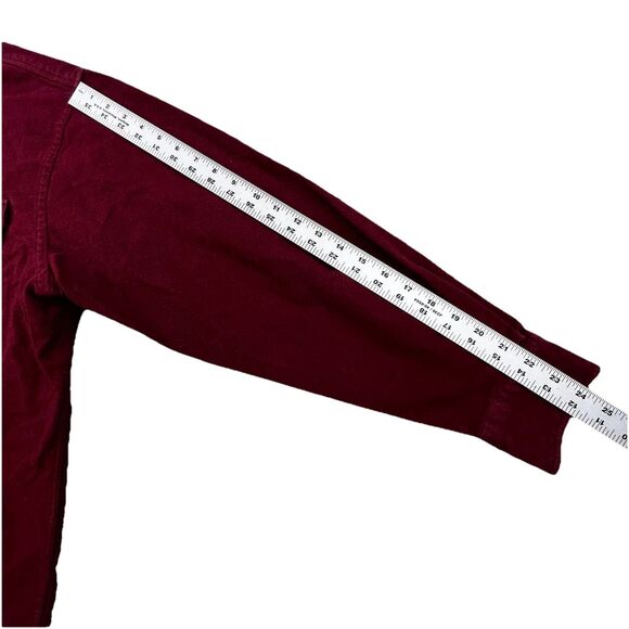 Vintage Lands End Chamois Flannel Shirt Men L Red Work Long Sleeve Chest Pockets - Picture 10 of 10